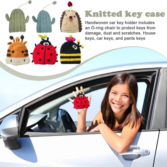 NWOT Knit Car Key Case, Car Key Cover, Key Fob Cover, Crochet Key Holder - Picture 10 of 10